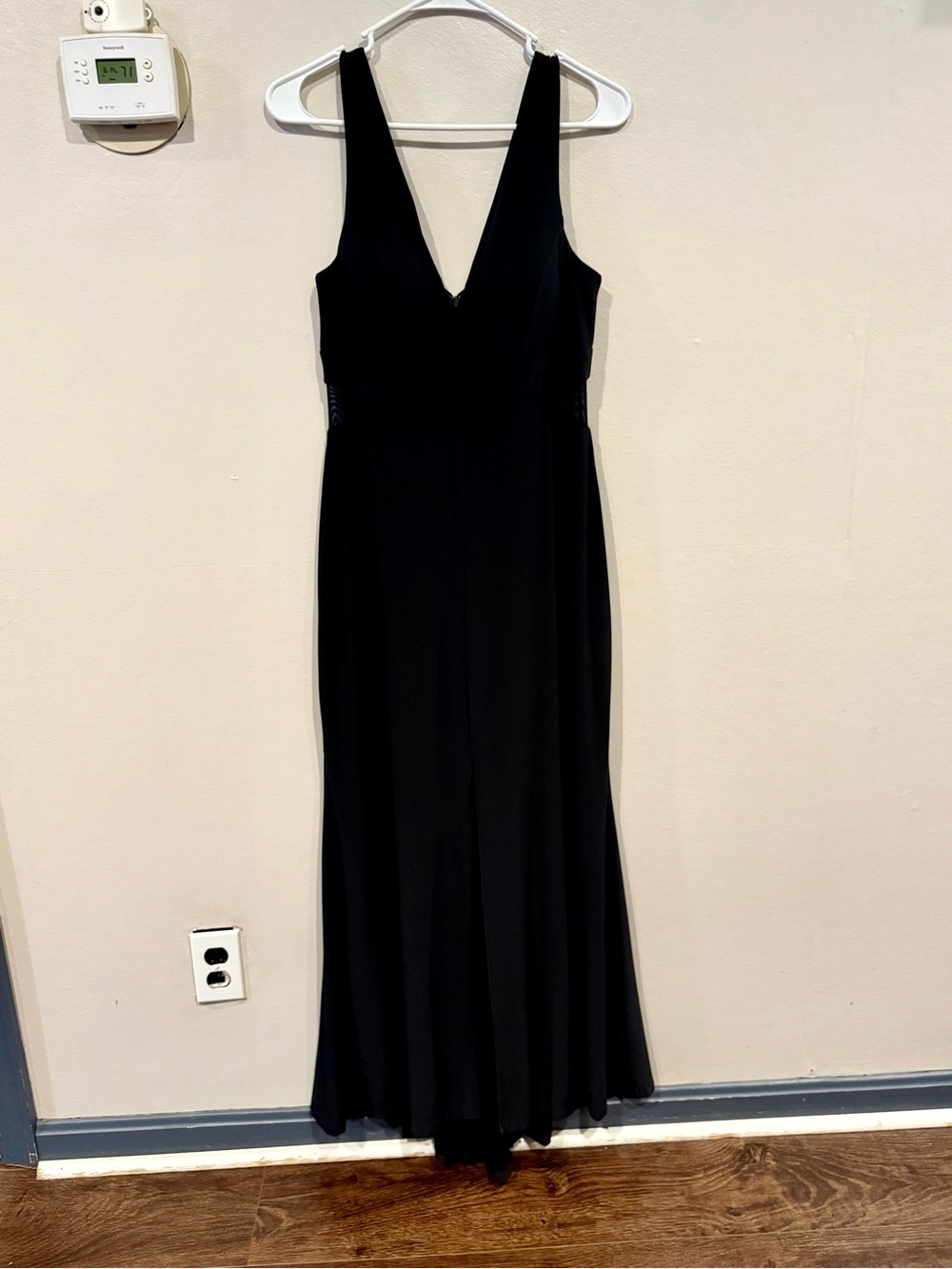 Xscape Black V-Neck Sleeveless Maxi Gown